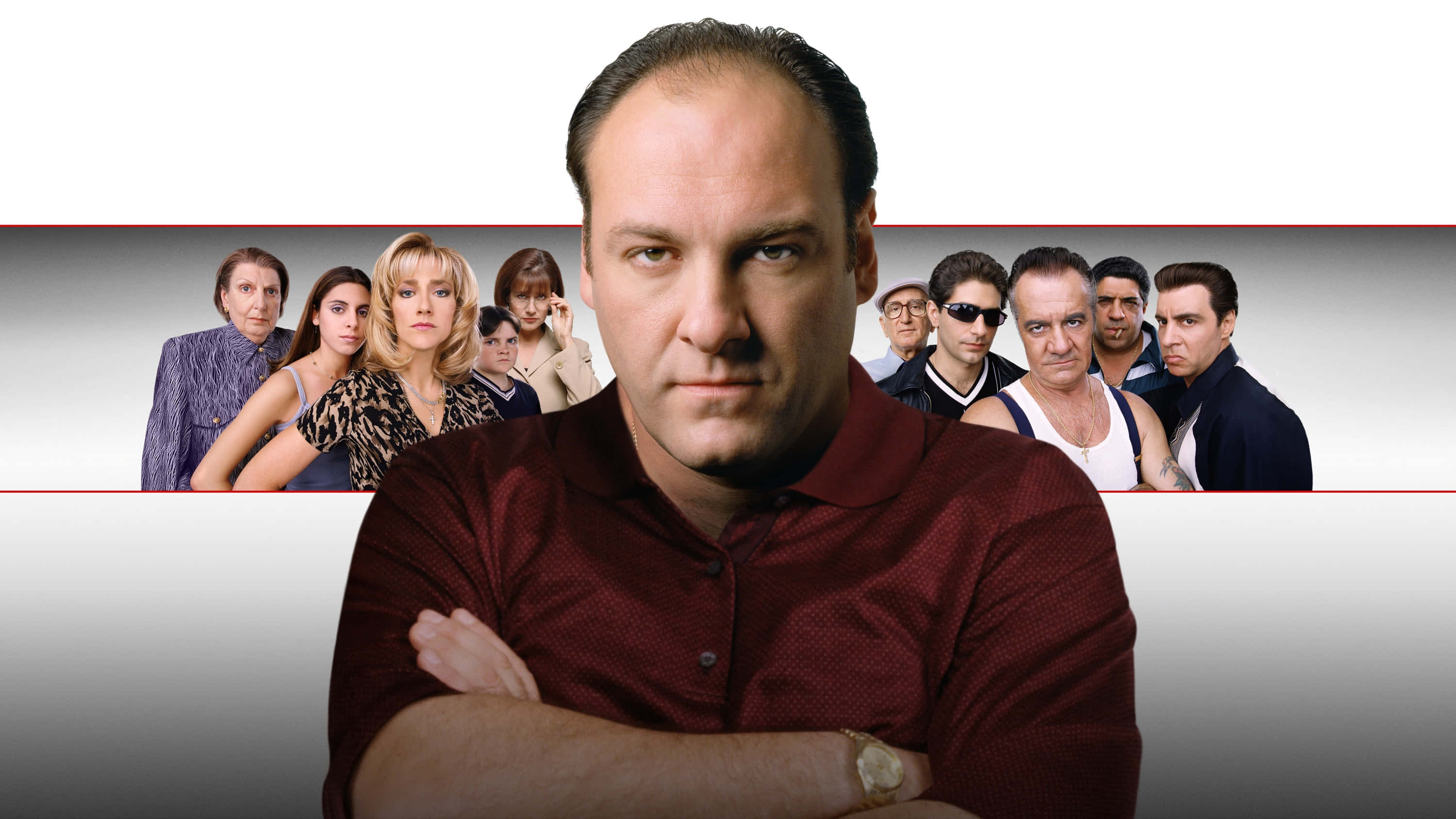 The Sopranos, maroon shirt, arms crossed, 2K Desktop Wallpaper