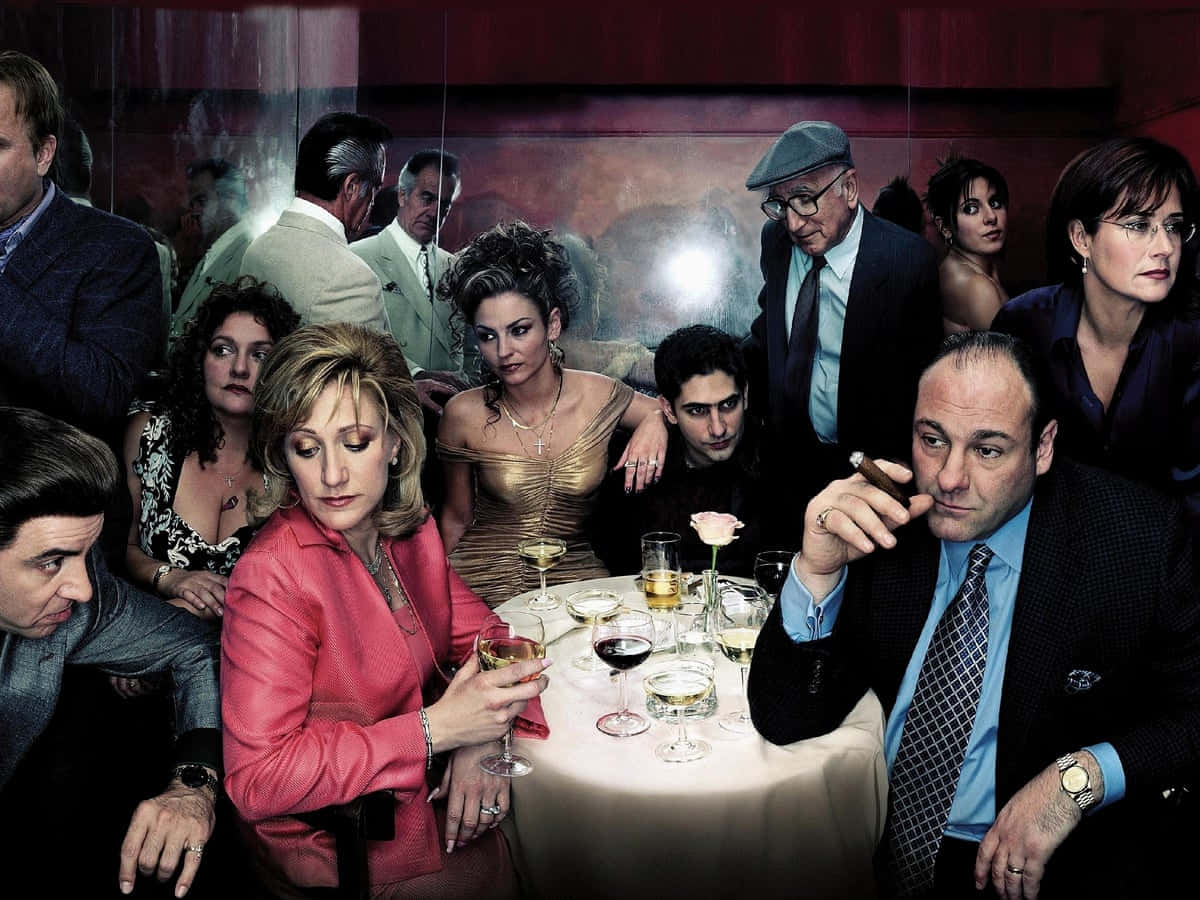 The Sopranos, dimly lit upscale restaurant, wine glasses, SD Desktop Wallpaper