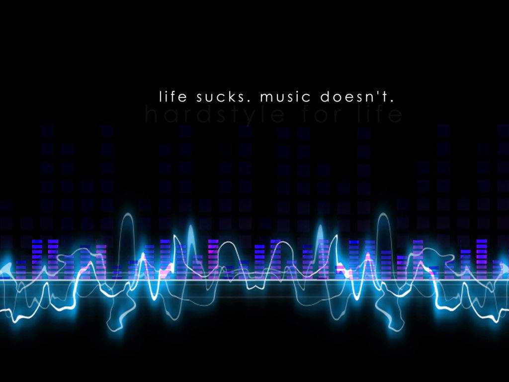 vibrant blue, purple digital sound waves, black background, SD Desktop Wallpaper