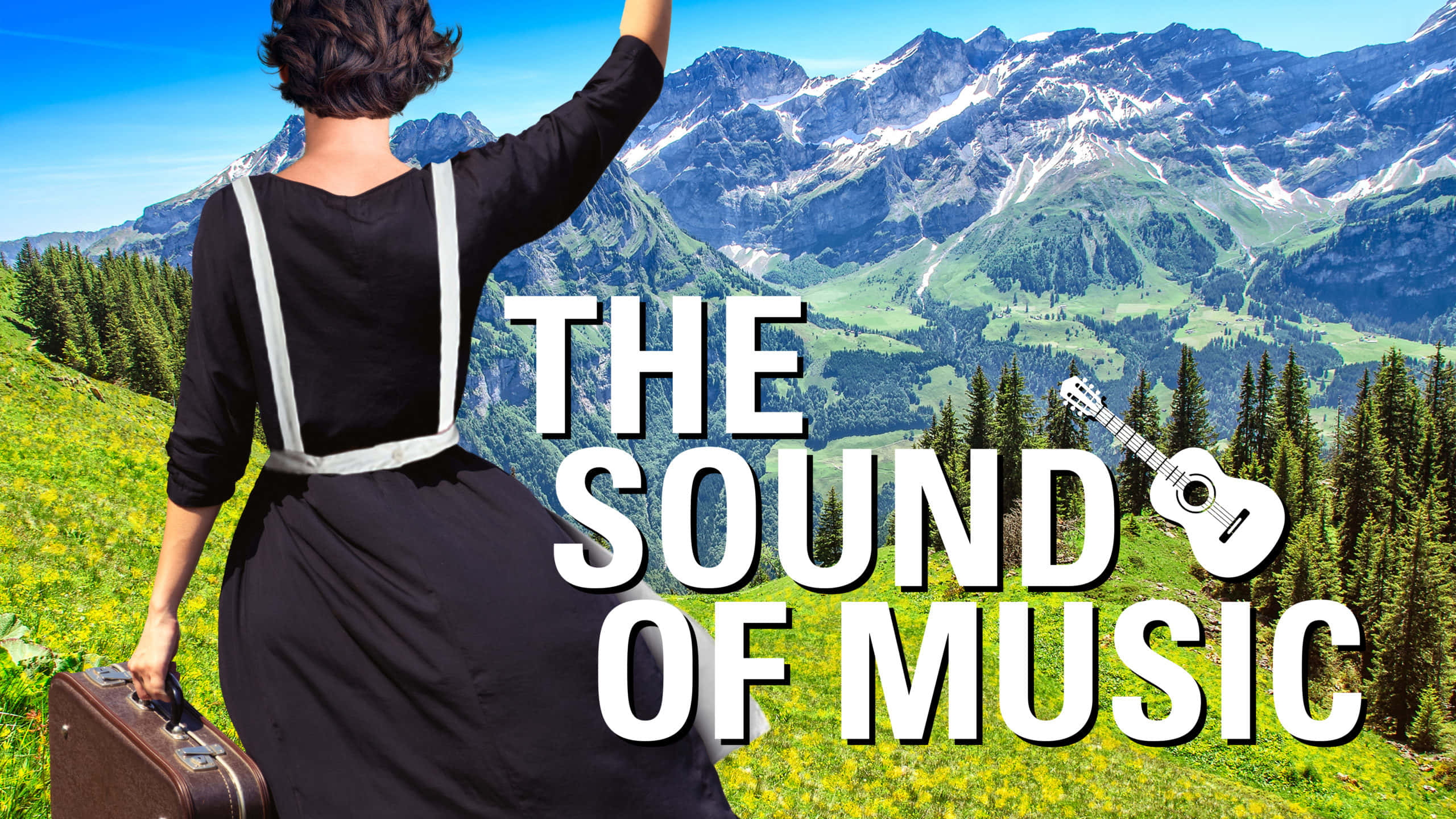 The Sound of Music, black dress, suspenders, 2K Desktop Wallpaper