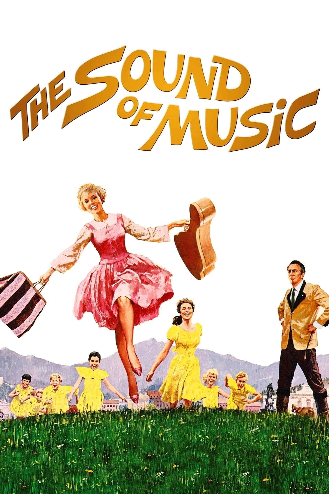 Sound of Music, pink dress, green meadow, Full HD Phone Wallpaper