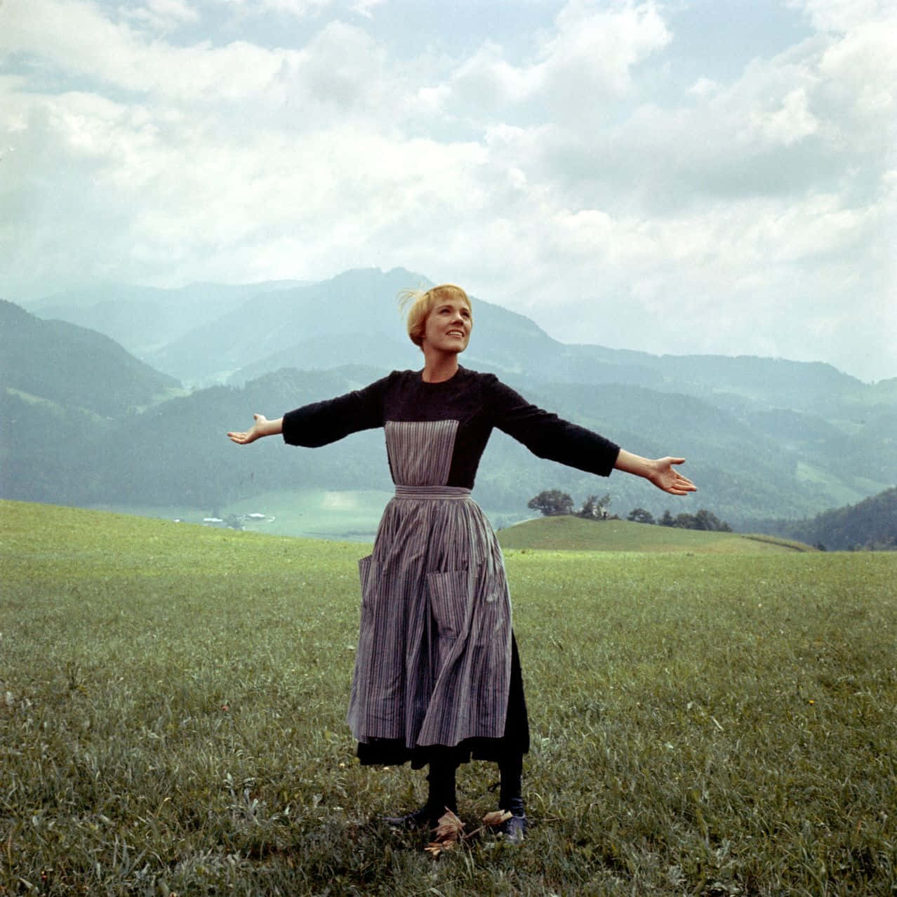 Sound Of Music, meadow, striped dress, SD Desktop Wallpaper