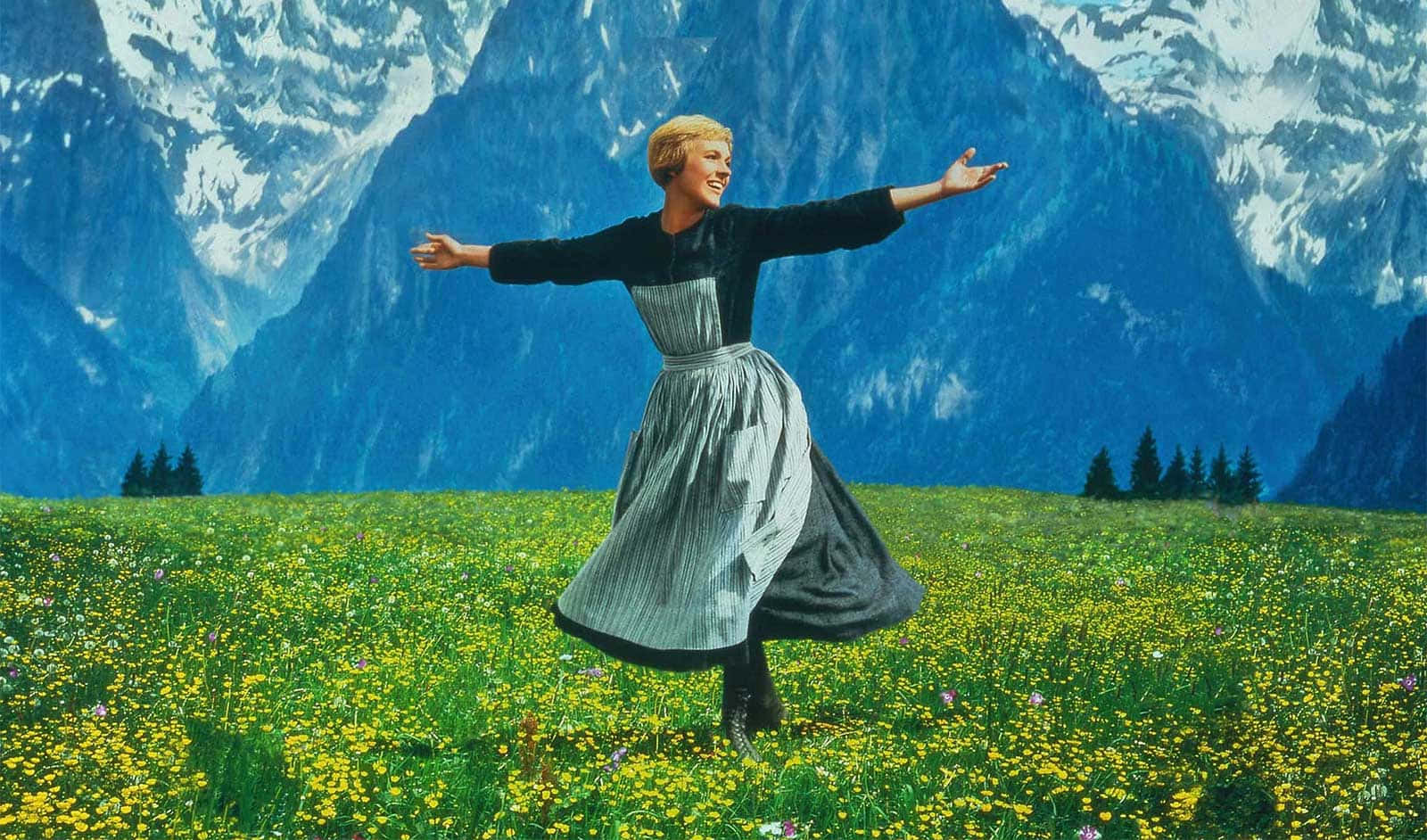 Sound Of Music, meadow, striped dress, HD Desktop Wallpaper