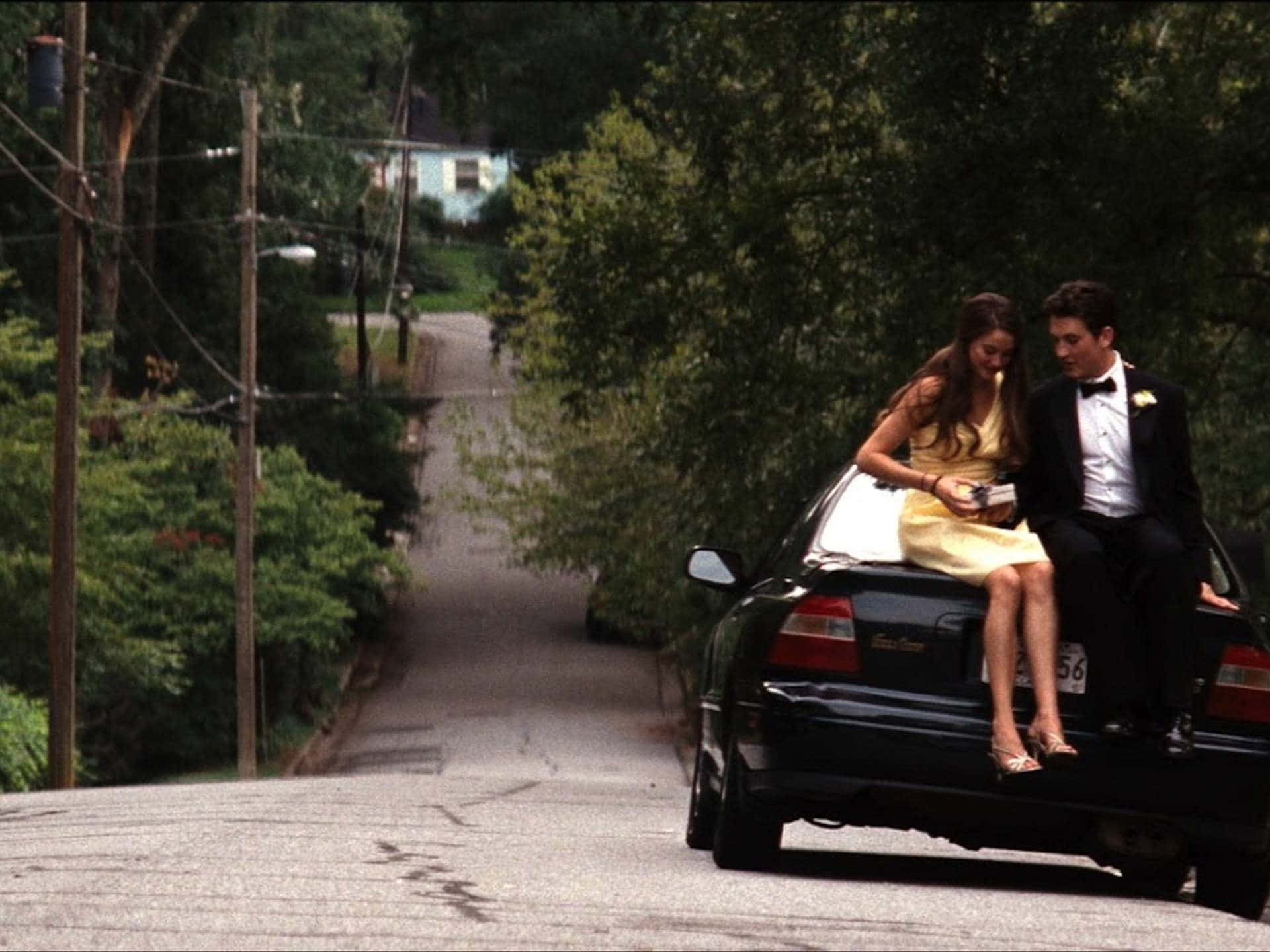 The Spectacular Now, prom night car scene, black car, Full HD Desktop Wallpaper