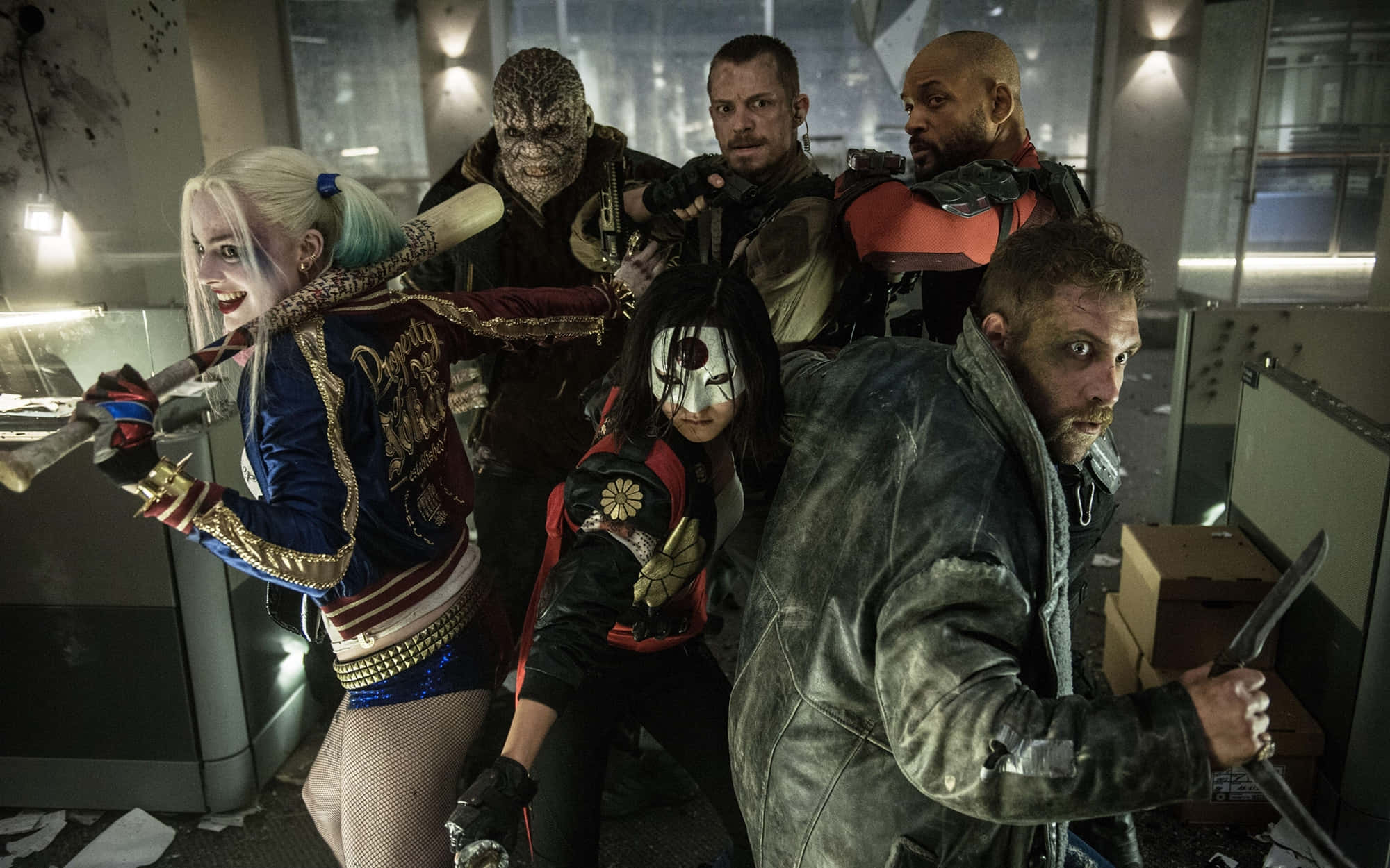 The Suicide Squad, shattered office, harsh fluorescent lights, Full HD Desktop Wallpaper