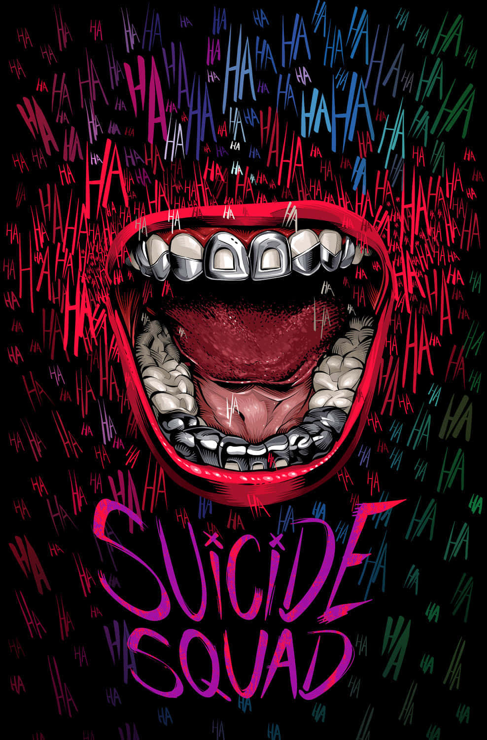 Suicide Squad, vibrant pink, wide open mouth, HD Phone Wallpaper