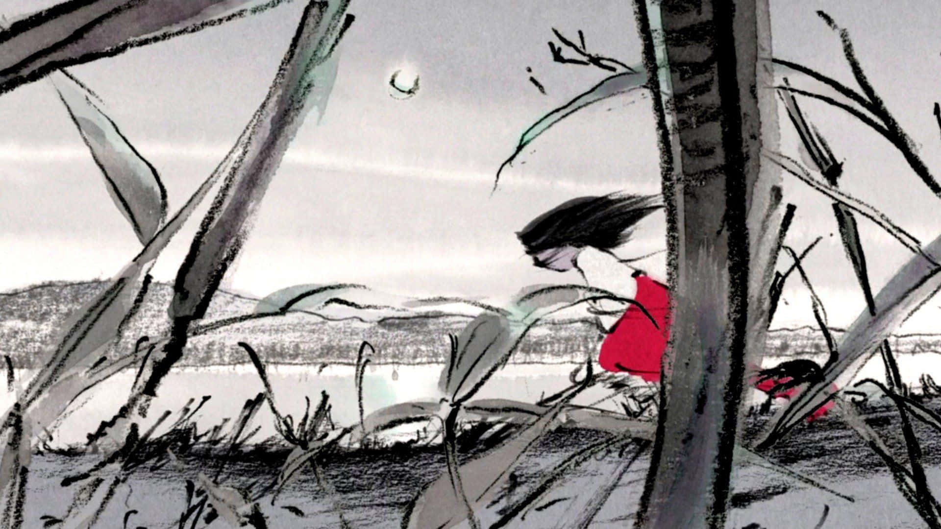 The Tale Of The Princess Kaguya, Princess Kaguya, red dress, Full HD Desktop Wallpaper