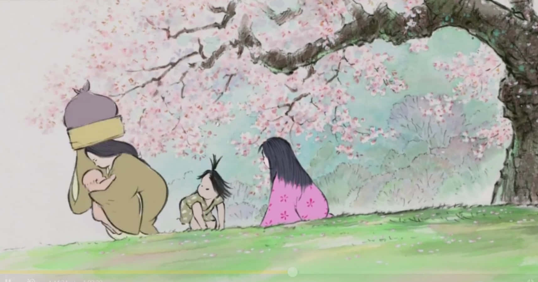 Princess Kaguya, beautiful moonlight, blossoming cherry tree, HD Desktop Wallpaper