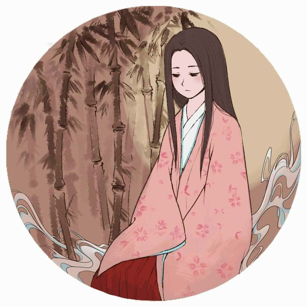 Princess Kaguya, cherry blossom tree, pink floral kimono, SD Desktop Wallpaper