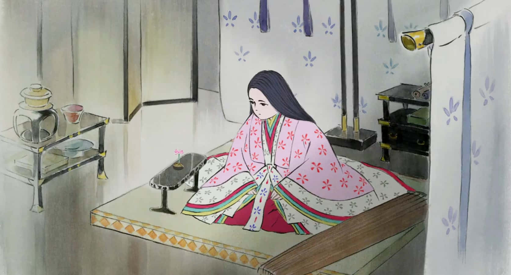 The Tale of the Princess Kaguya, Princess Kaguya, floral kimono, HD Desktop Wallpaper