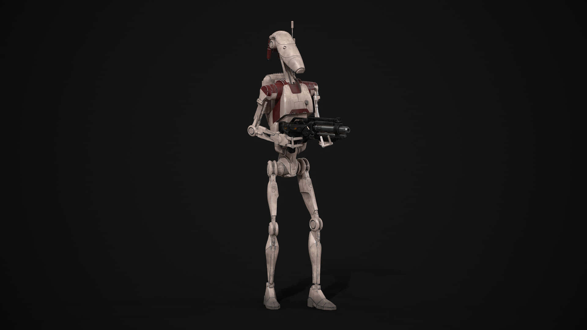 The Trade Federation, white and red battle droid, blaster, Full HD Desktop Wallpaper