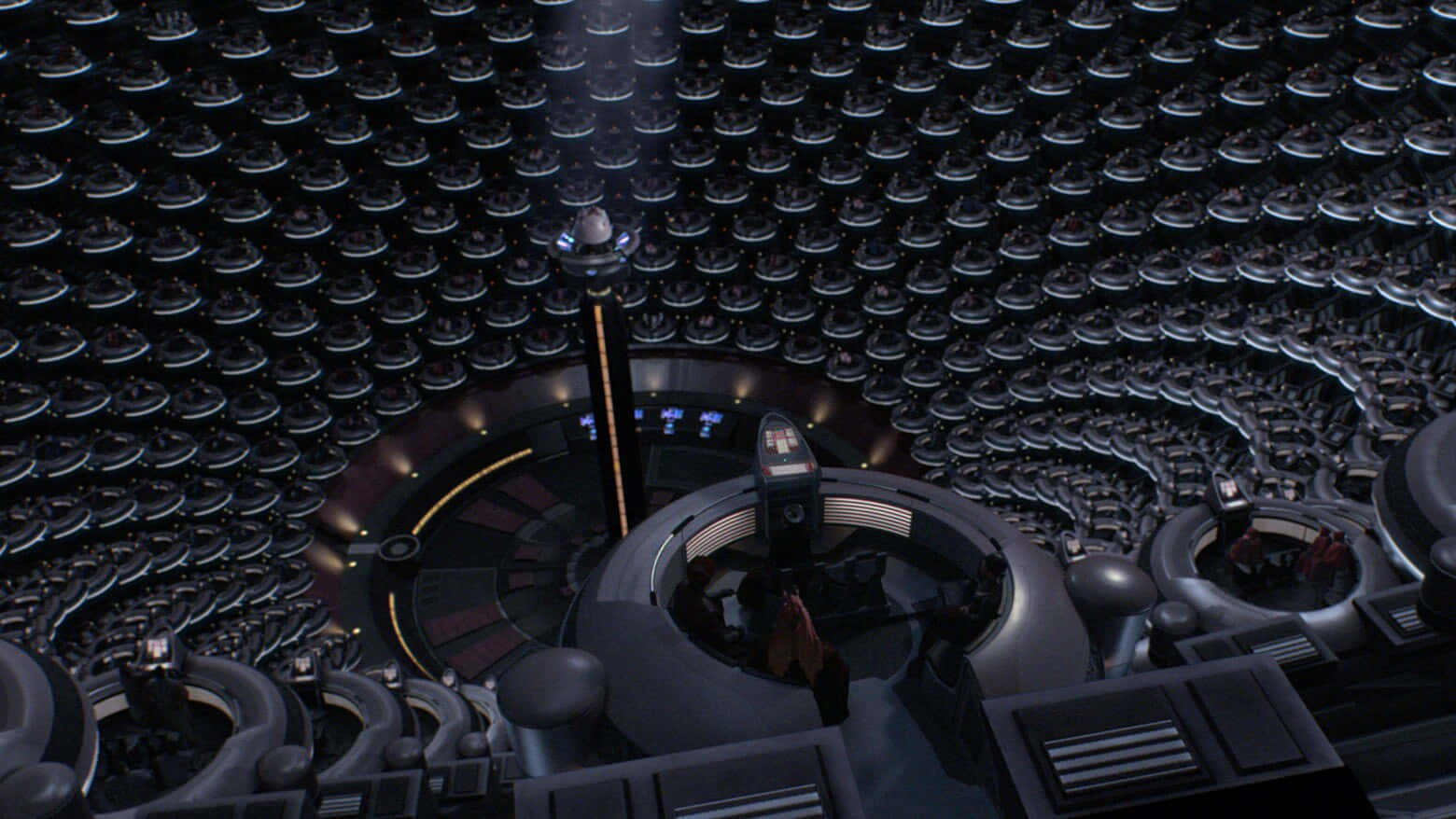 The Trade Federation, circular consoles, glowing panels, HD Desktop Wallpaper