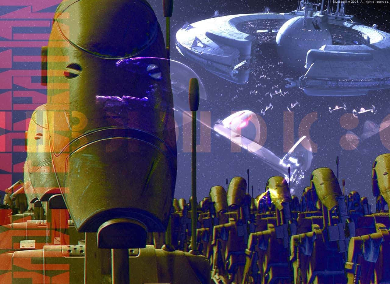 The Trade Federation, golden droid, starships, HD Desktop Wallpaper