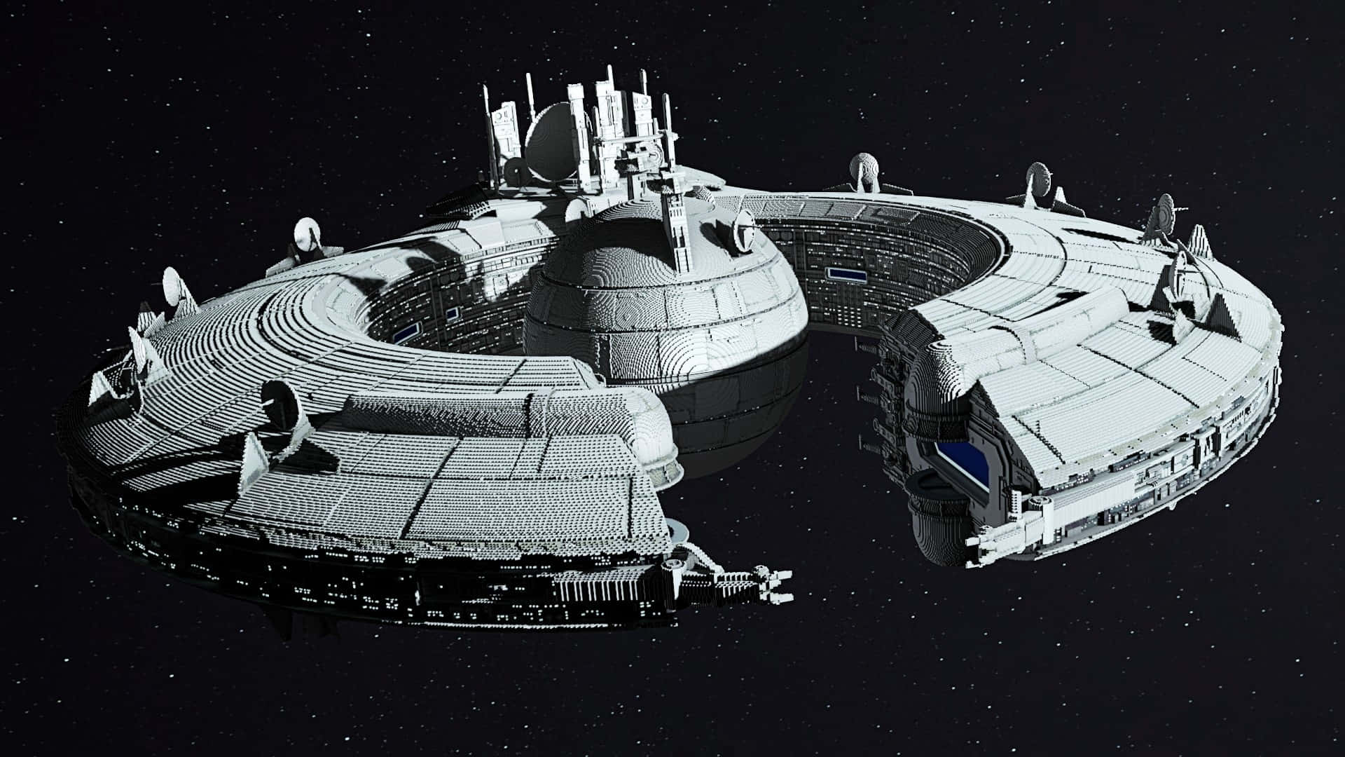The Trade Federation, futuristic space station, intricate metallic structures, Full HD Desktop Wallpaper