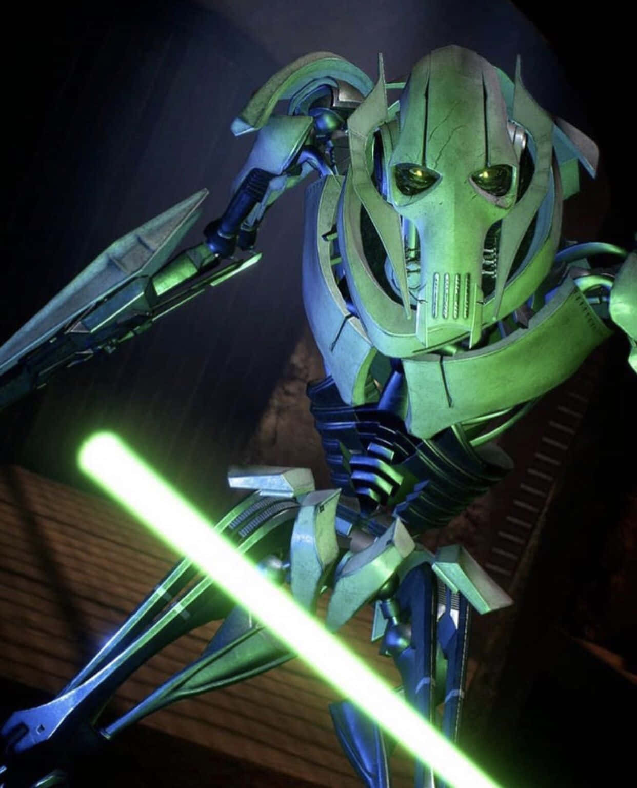 The Trade Federation, green battle droid, glowing green lightsaber, HD Phone Wallpaper
