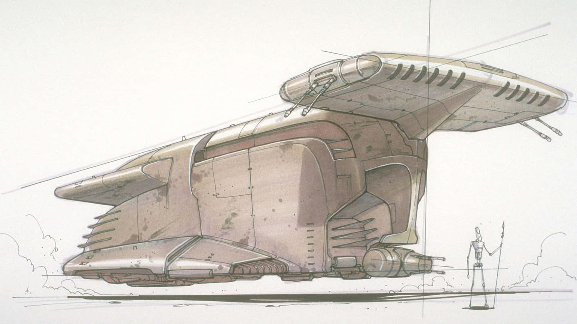 The Trade Federation, starship, humanoid figure, Full HD Desktop Wallpaper