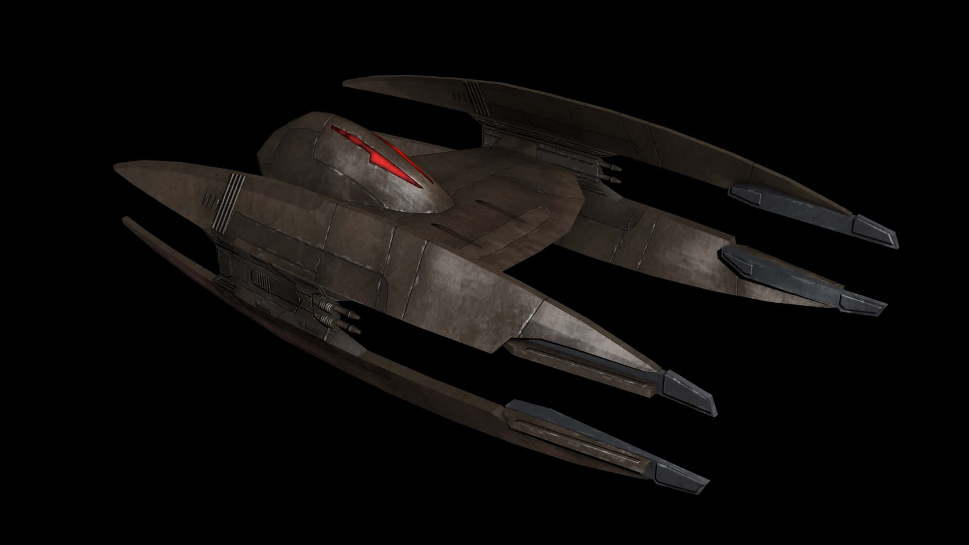 The Trade Federation, dark gray spaceship, red glowing accents, Full HD Desktop Wallpaper