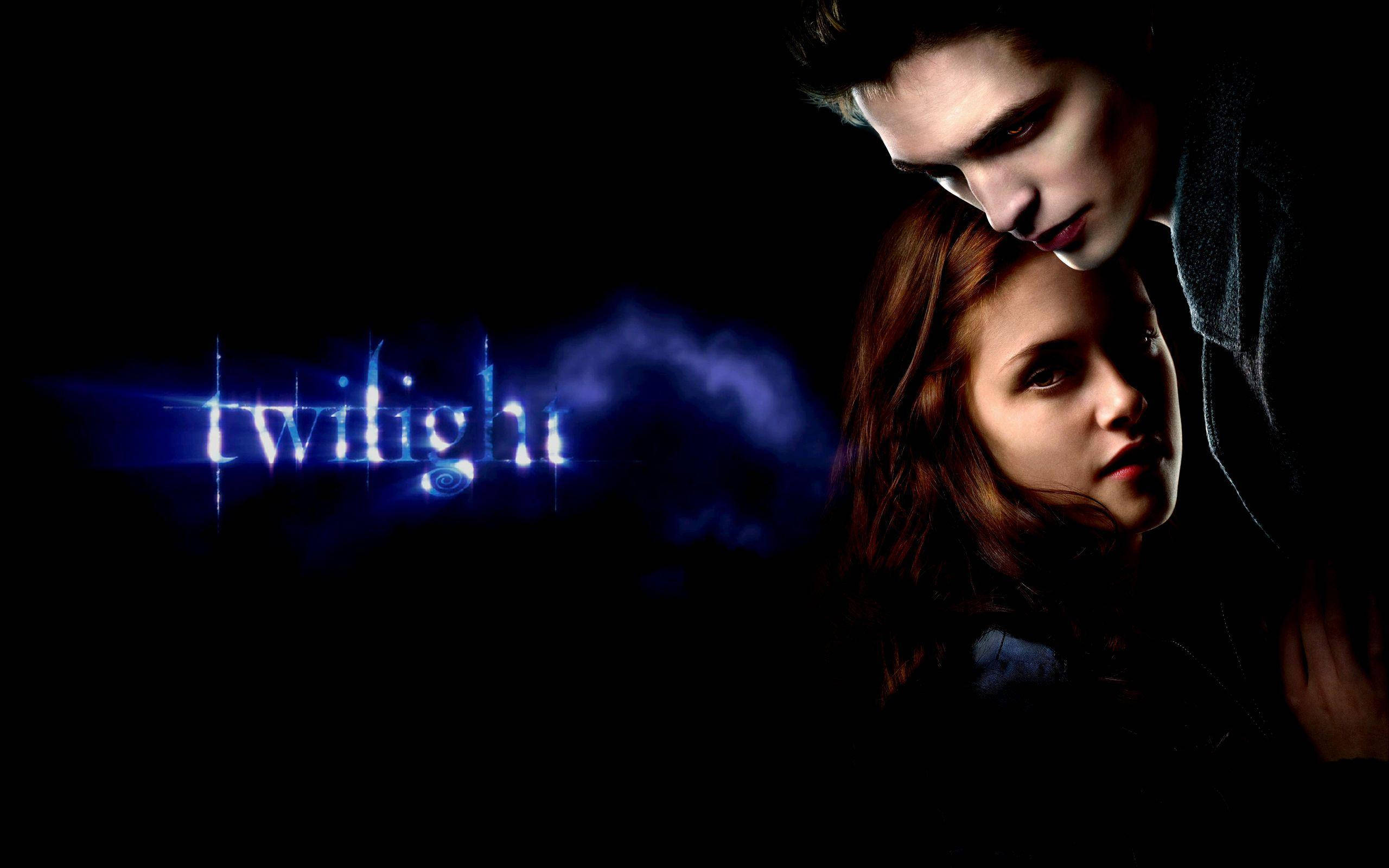 The Twilight Saga, twilight, glowing blue text, 2K Desktop Wallpaper