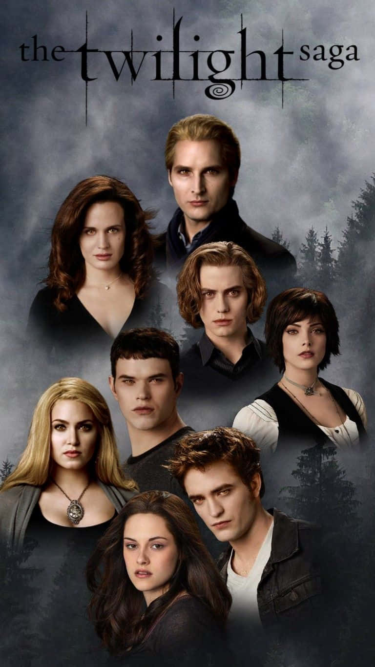 The Twilight Saga, seven characters, moody forest backdrop, HD Phone Wallpaper