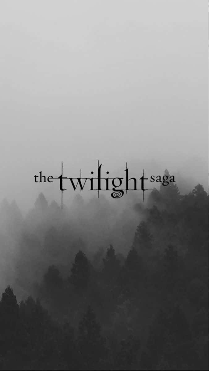 The Twilight Saga, gothic font, misty monochrome forest canopy, SD Phone Wallpaper