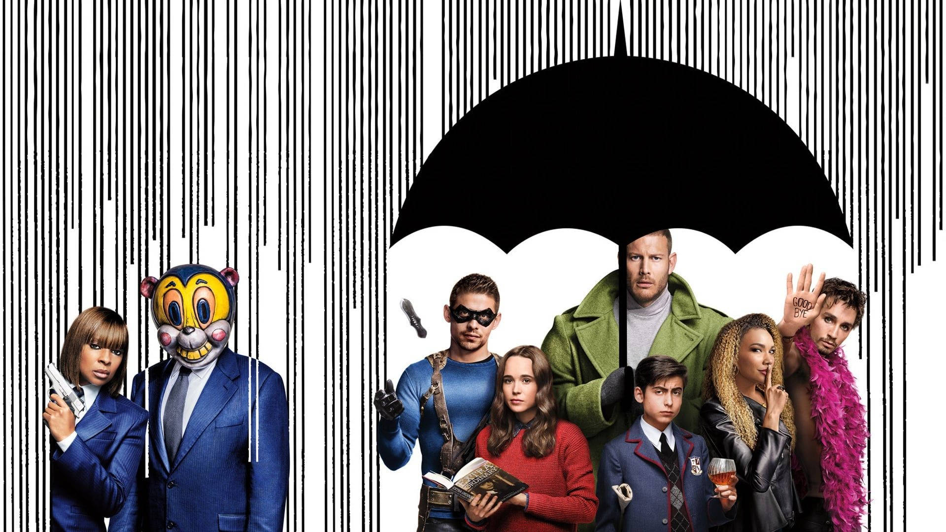 The Umbrella Academy, season 1, black umbrella, Full HD Desktop Wallpaper