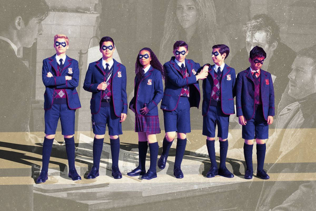 The Umbrella Academy, young members, school uniforms, SD Desktop Wallpaper