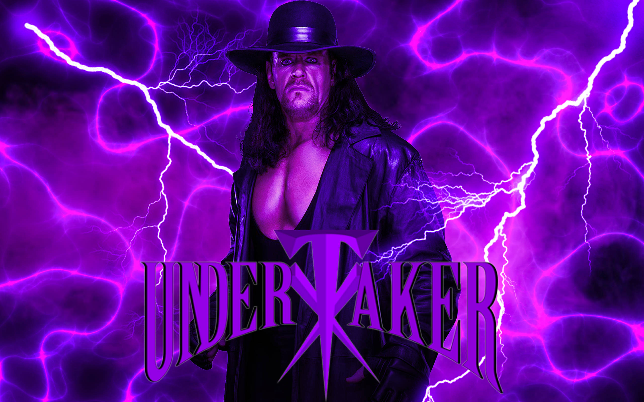 The Undertaker, purple lightning, black trench coat, 2K Desktop Wallpaper