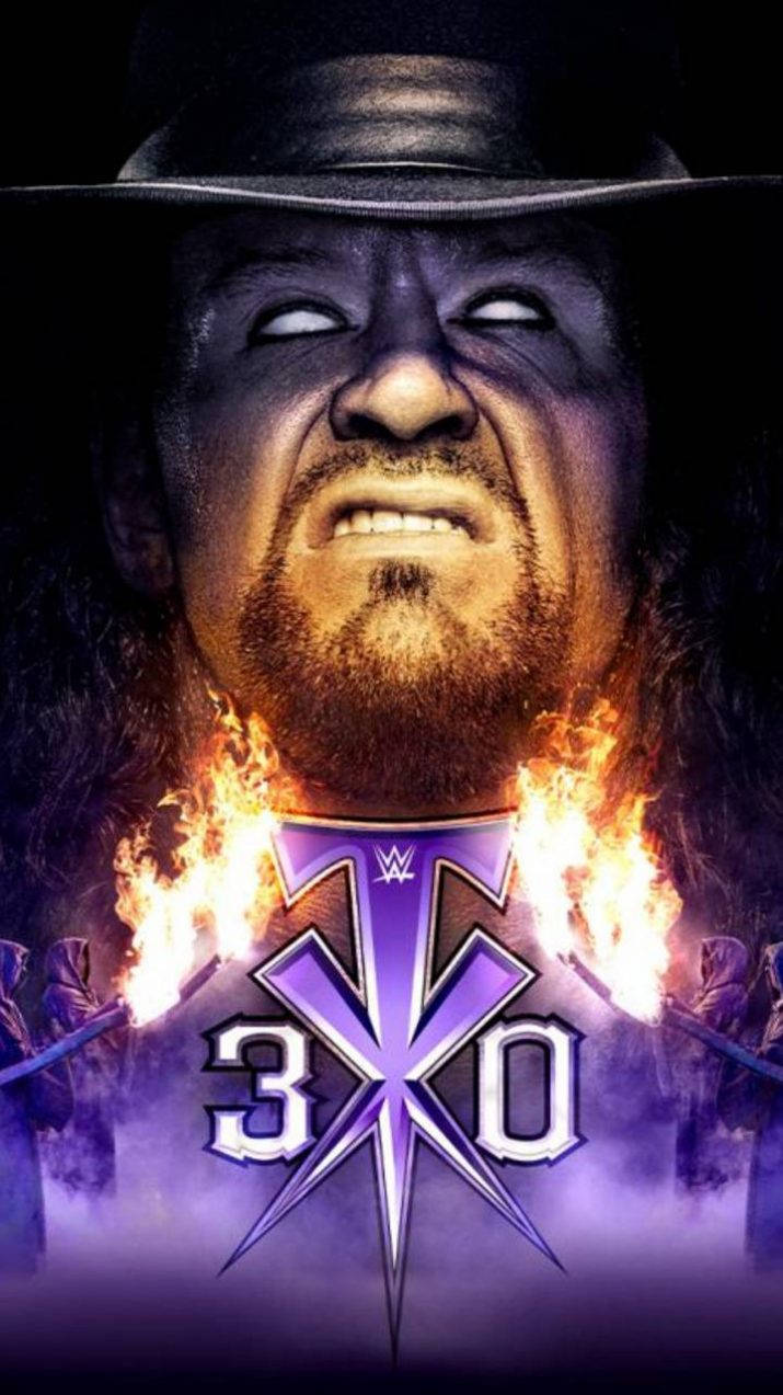 The Undertaker, black hat, fiery flames, SD Phone Wallpaper