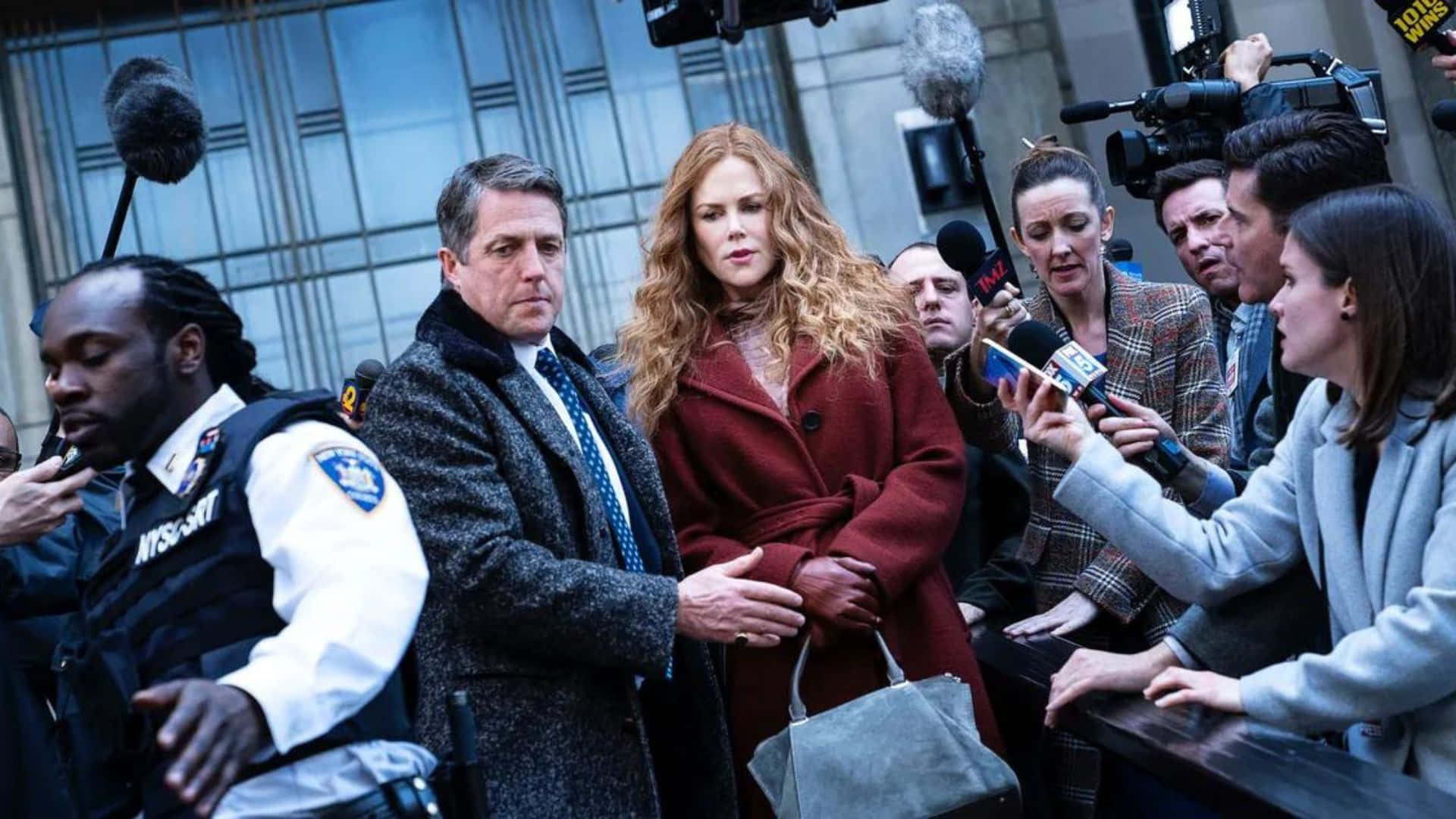 The Undoing, courtroom exit scene, red coat, Full HD Desktop Wallpaper