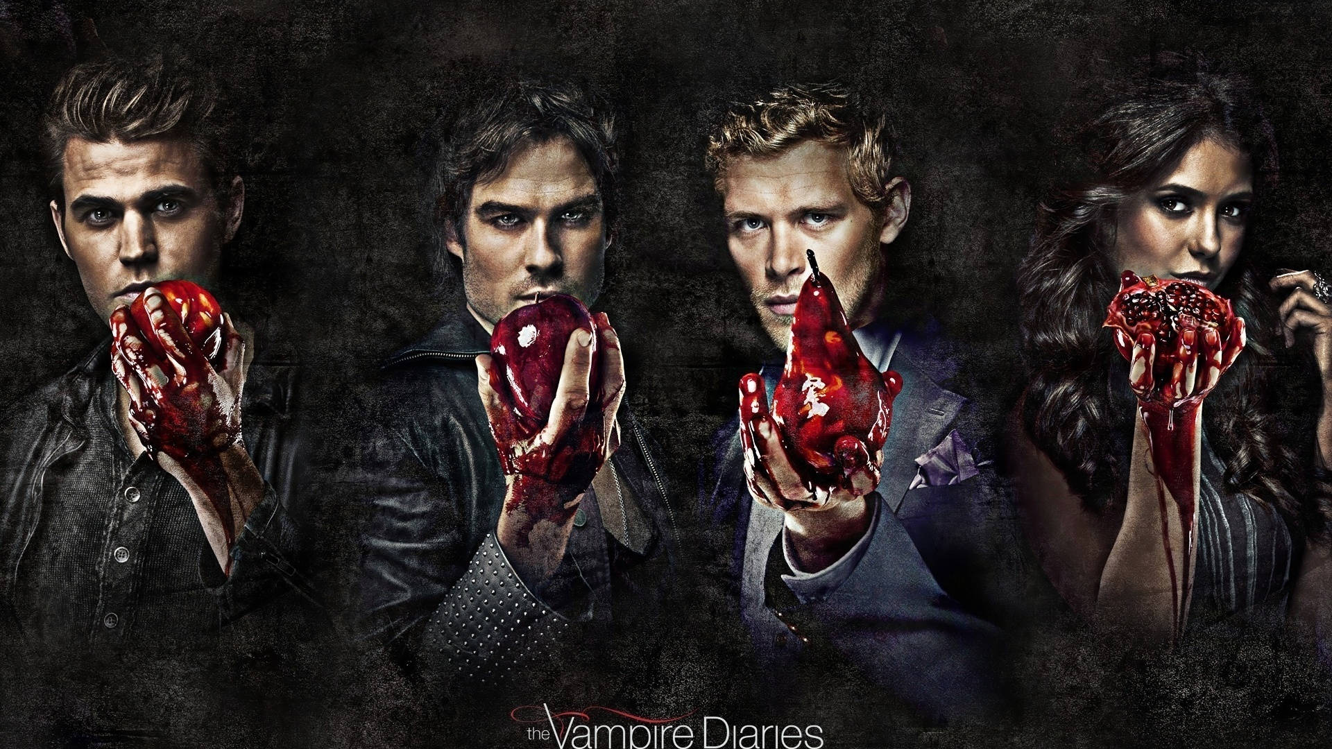The Vampire Diaries, bloody hearts, dark textured background, Full HD Desktop Wallpaper