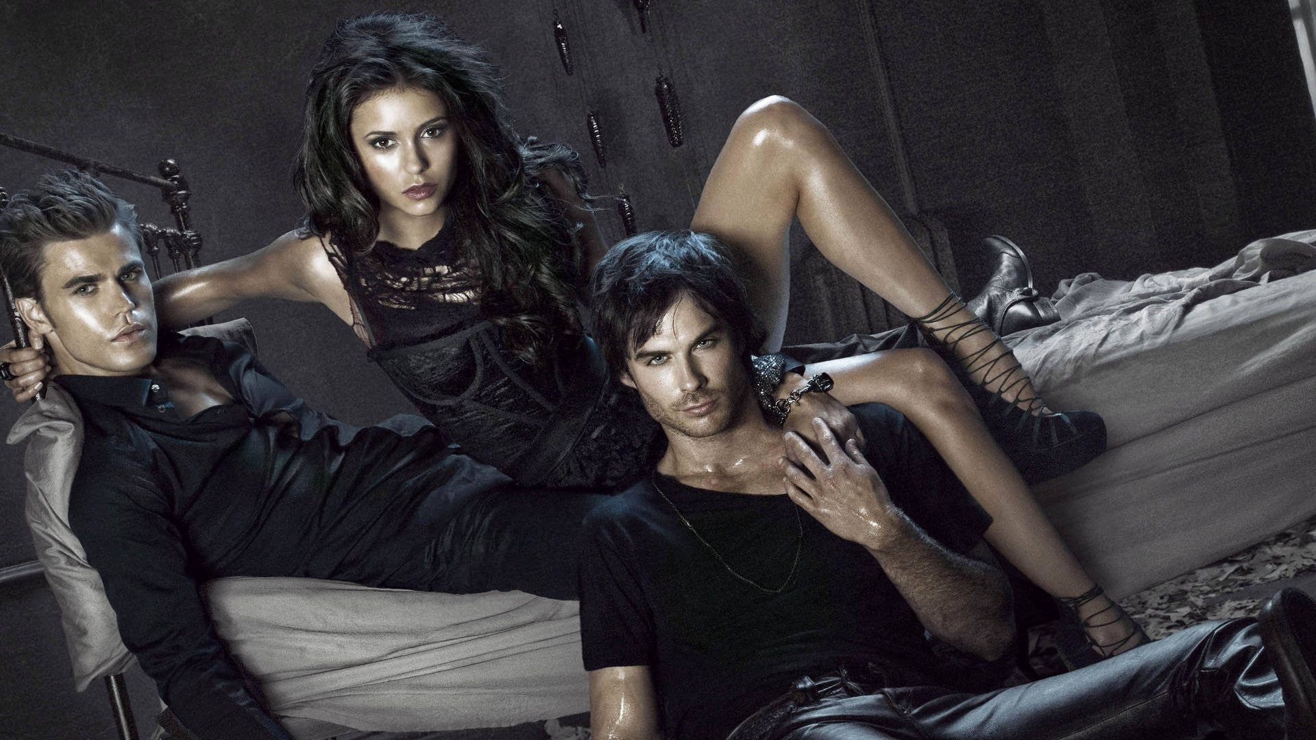 The Vampire Diaries, bed, dark clothing, Full HD Desktop Wallpaper
