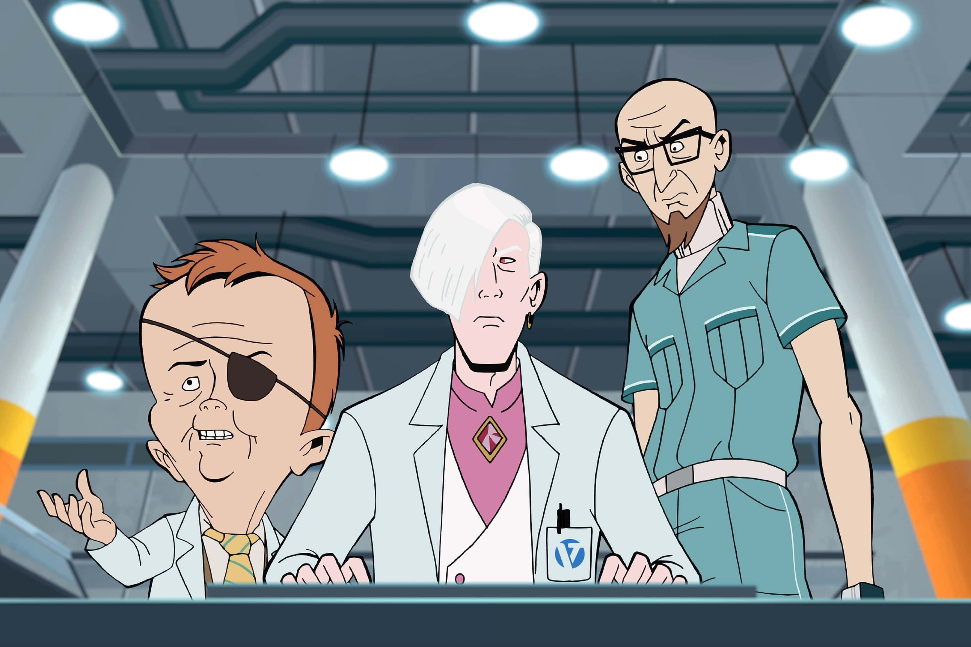 The Venture Bros, lab coats, high-tech control room, 2K Desktop Wallpaper