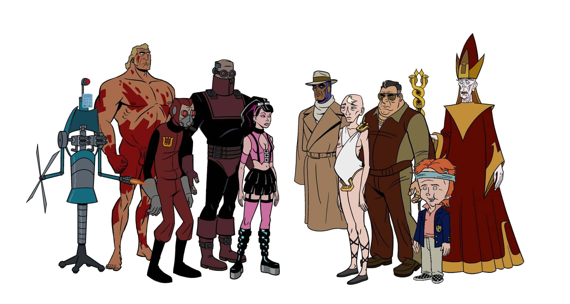 The Venture Bros, bloodied warrior robot, masked figure, Full HD Desktop Wallpaper
