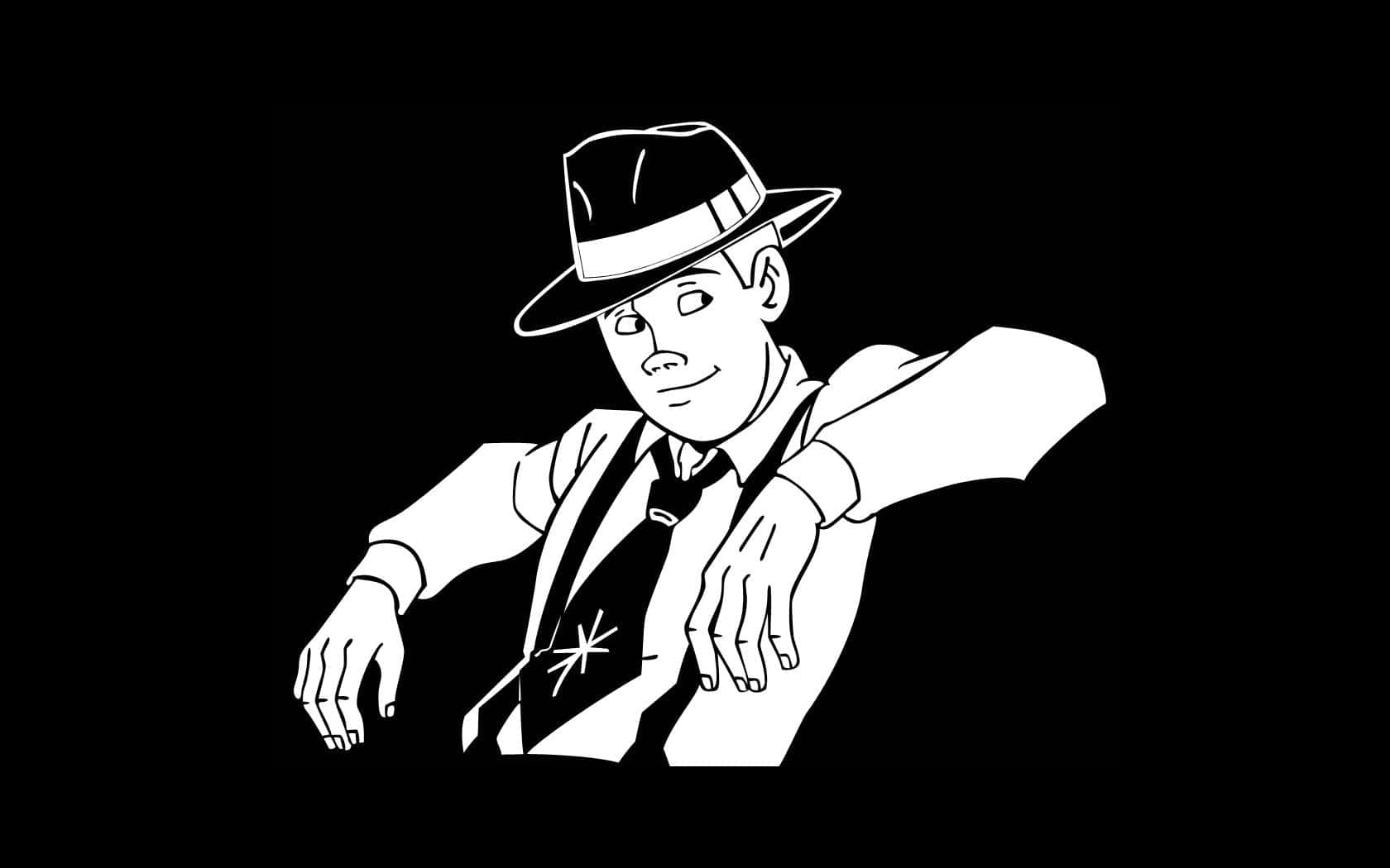 The Venture Bros, fedora hat, black and white cartoon man, HD Desktop Wallpaper