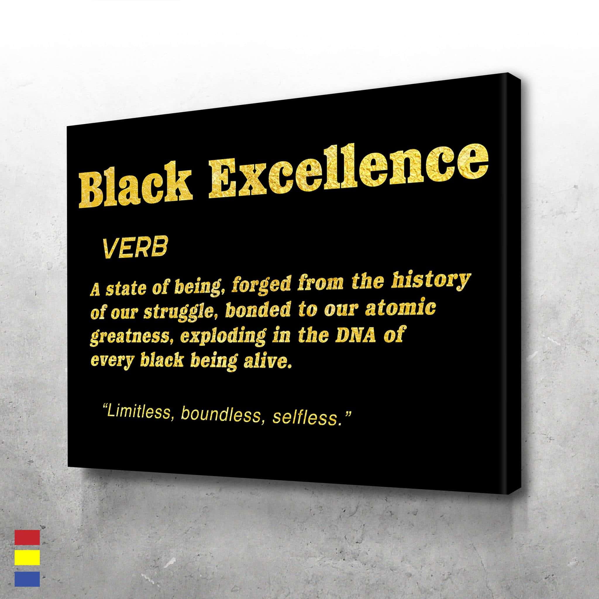 Black Excellence, gold glitter text, textured gray wall, Full HD Desktop Wallpaper