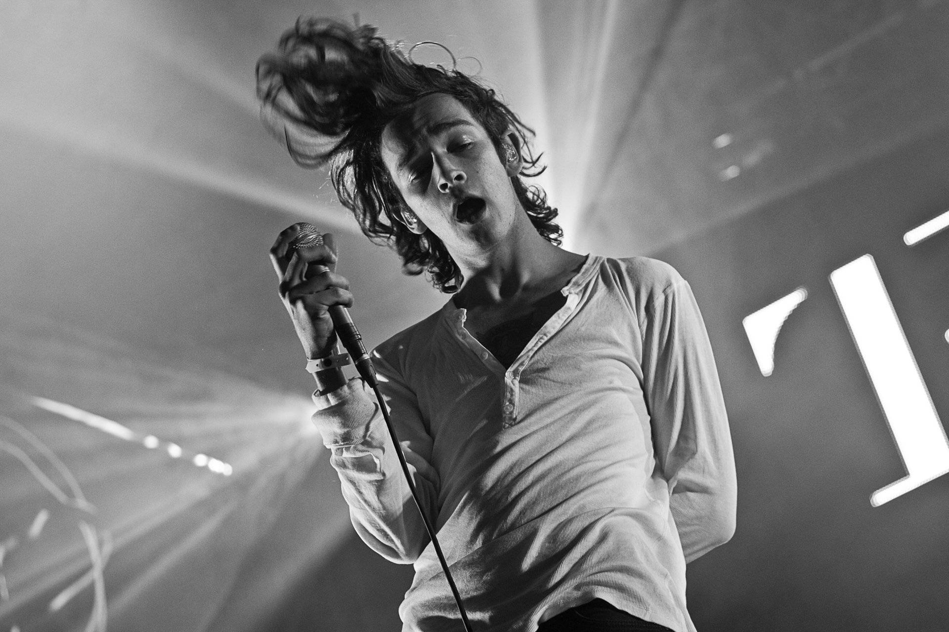 The 1975, black and white photo, stage lights, Full HD Desktop Wallpaper