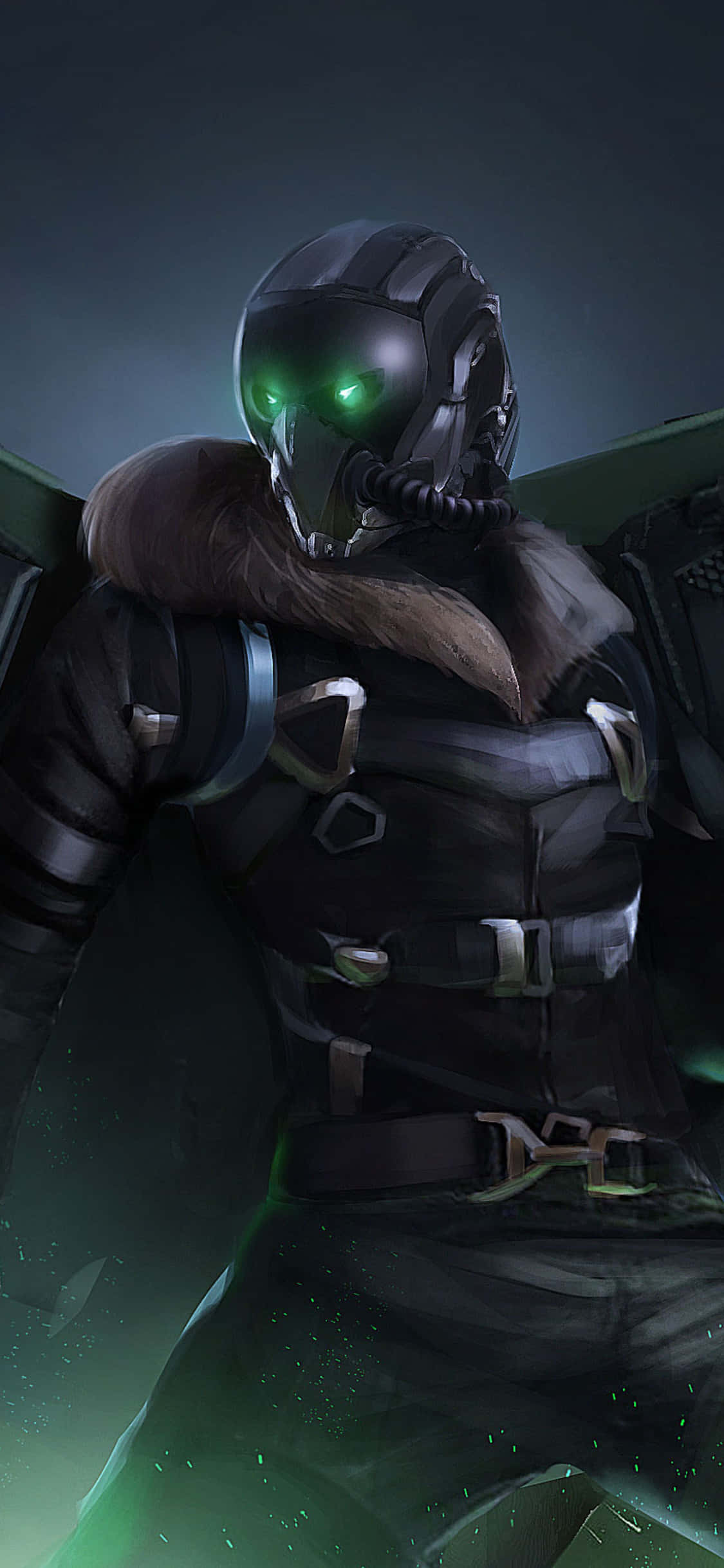 The Vulture, glowing green eyes, fur collar, Full HD Phone Wallpaper