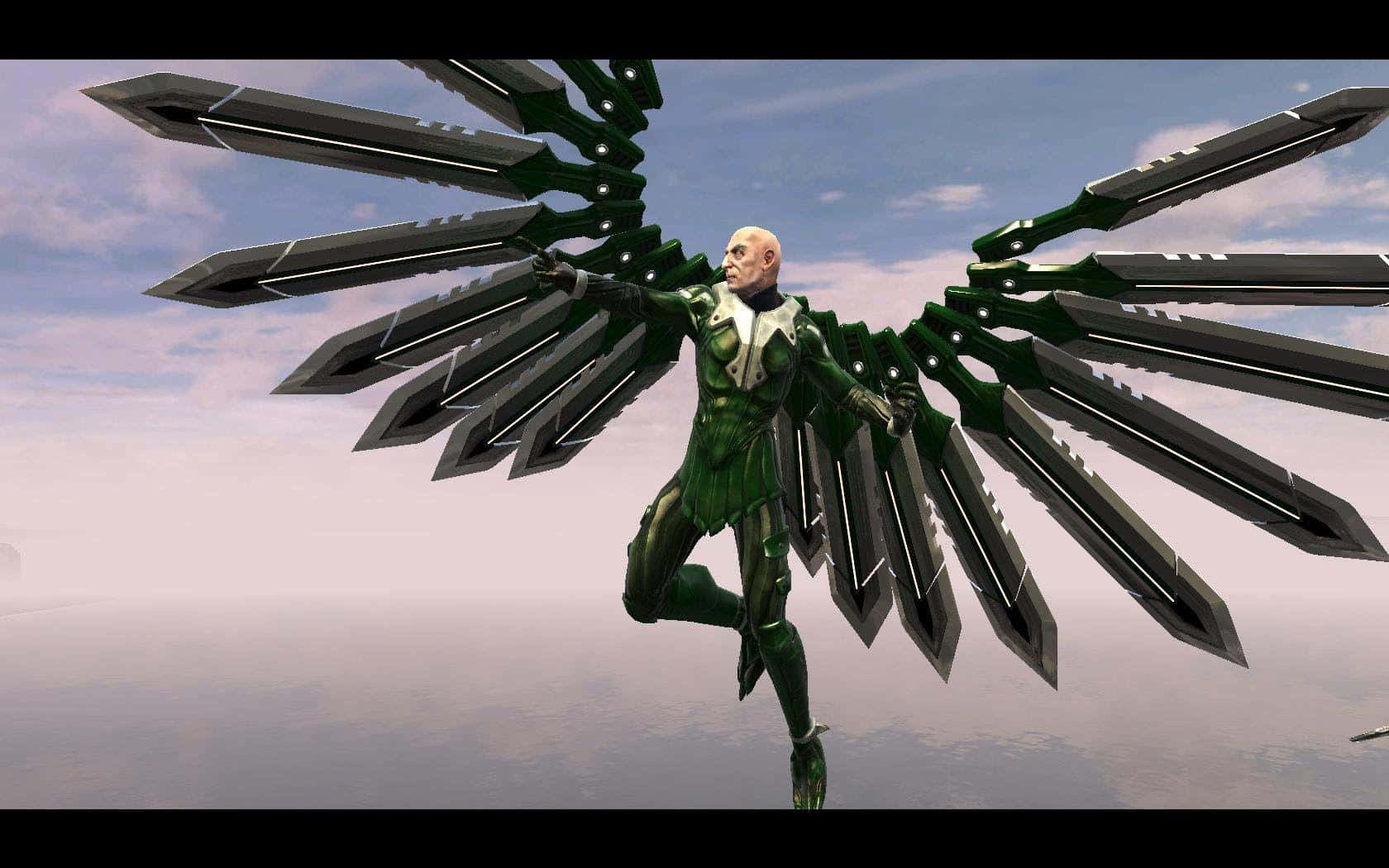 The Vulture, green armored wings, metallic blades, HD Desktop Wallpaper