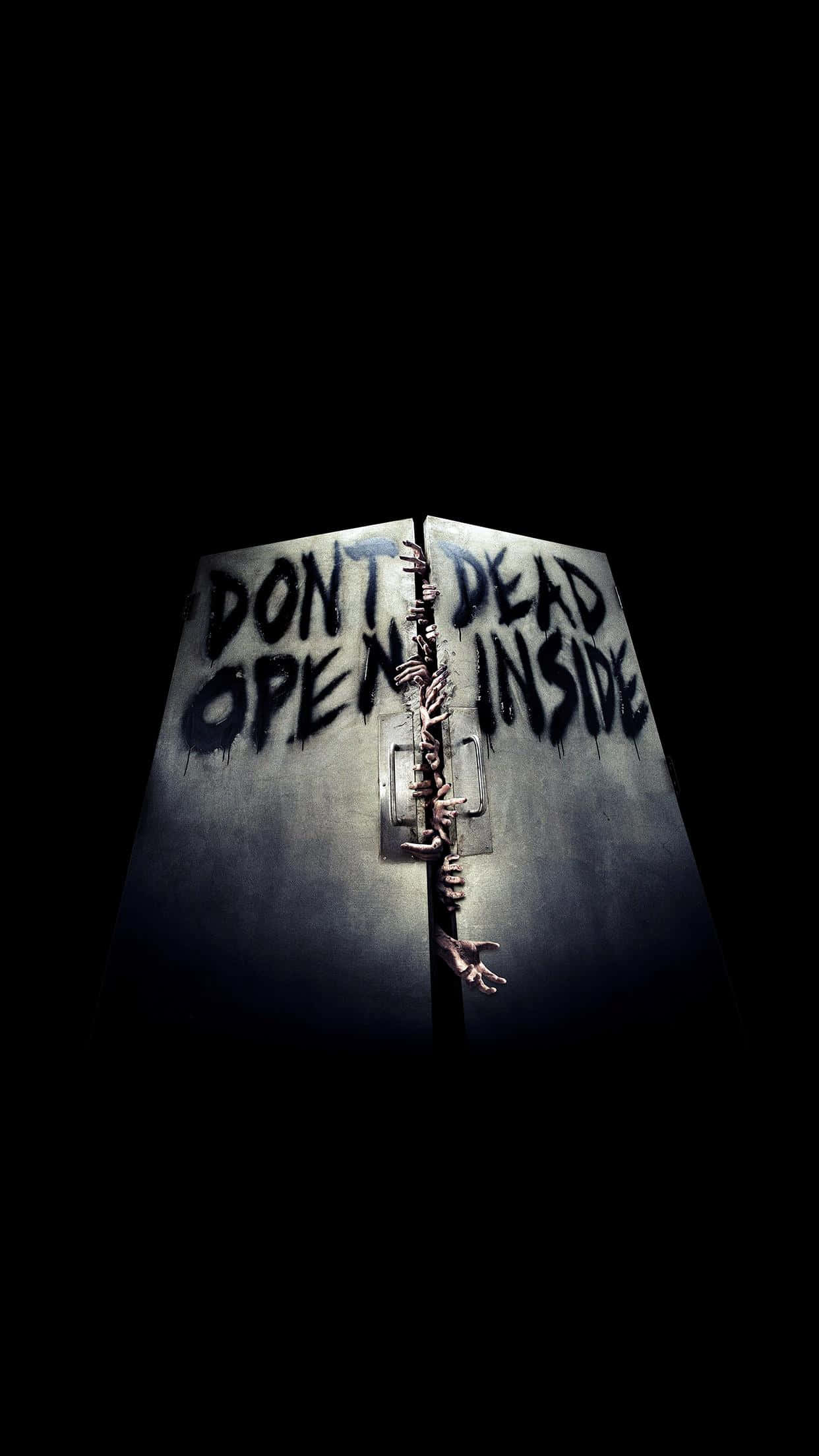 The Walking Dead, metal door, graffiti warning don't open, Full HD Phone Wallpaper