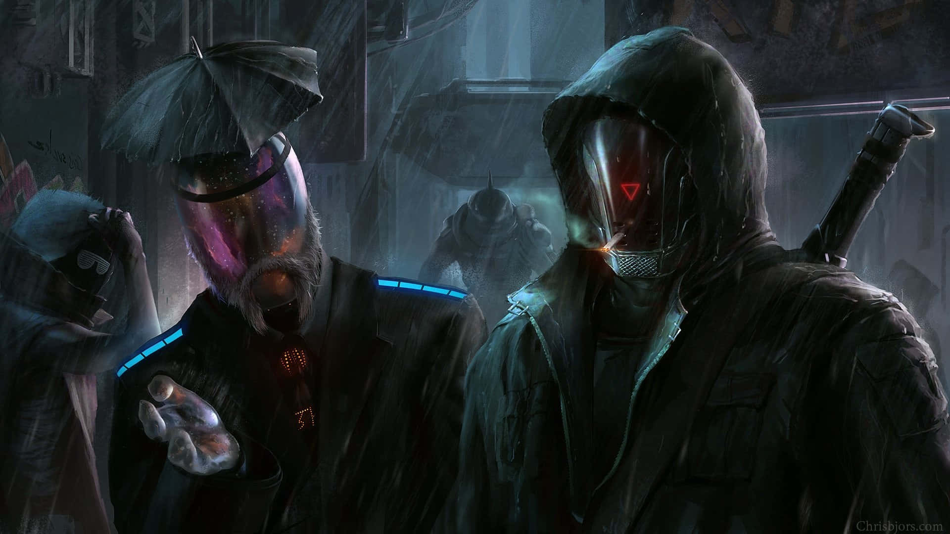 The War Of The Bounty Hunters, rainy urban alley, glowing red eyes, Full HD Desktop Wallpaper