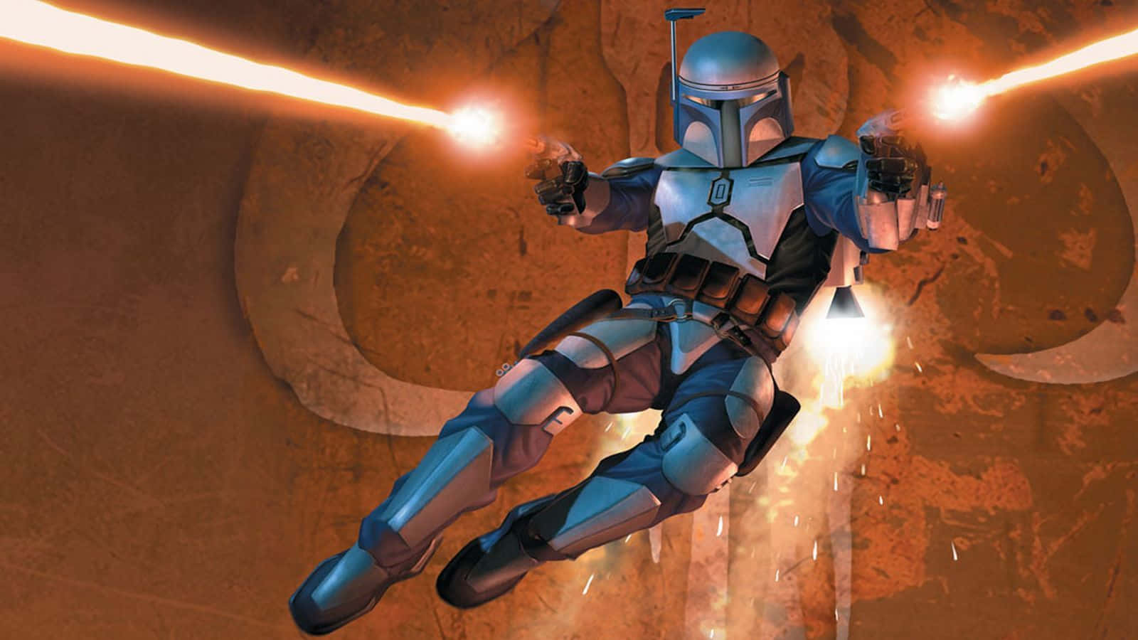 bounty hunters, blue-armored, dual blasters, HD Desktop Wallpaper