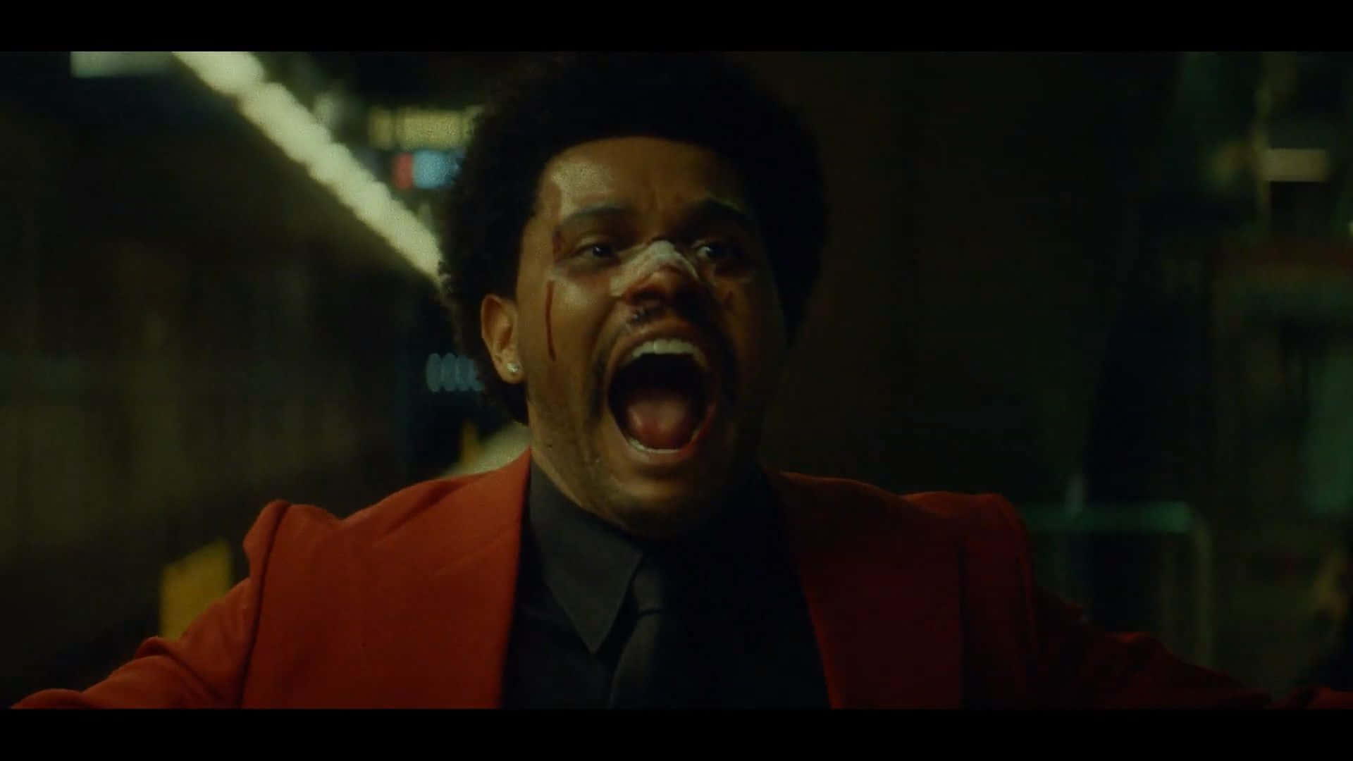 The Weeknd After Hours, red suit, blood on face, Full HD Desktop Wallpaper