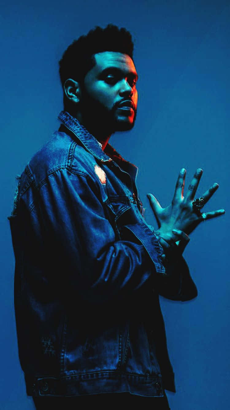 The Weeknd, iPhone, blue neon, HD Phone Wallpaper