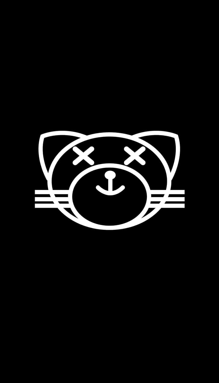 The Weeknd iPhone, white line drawing, cat face, SD Phone Wallpaper