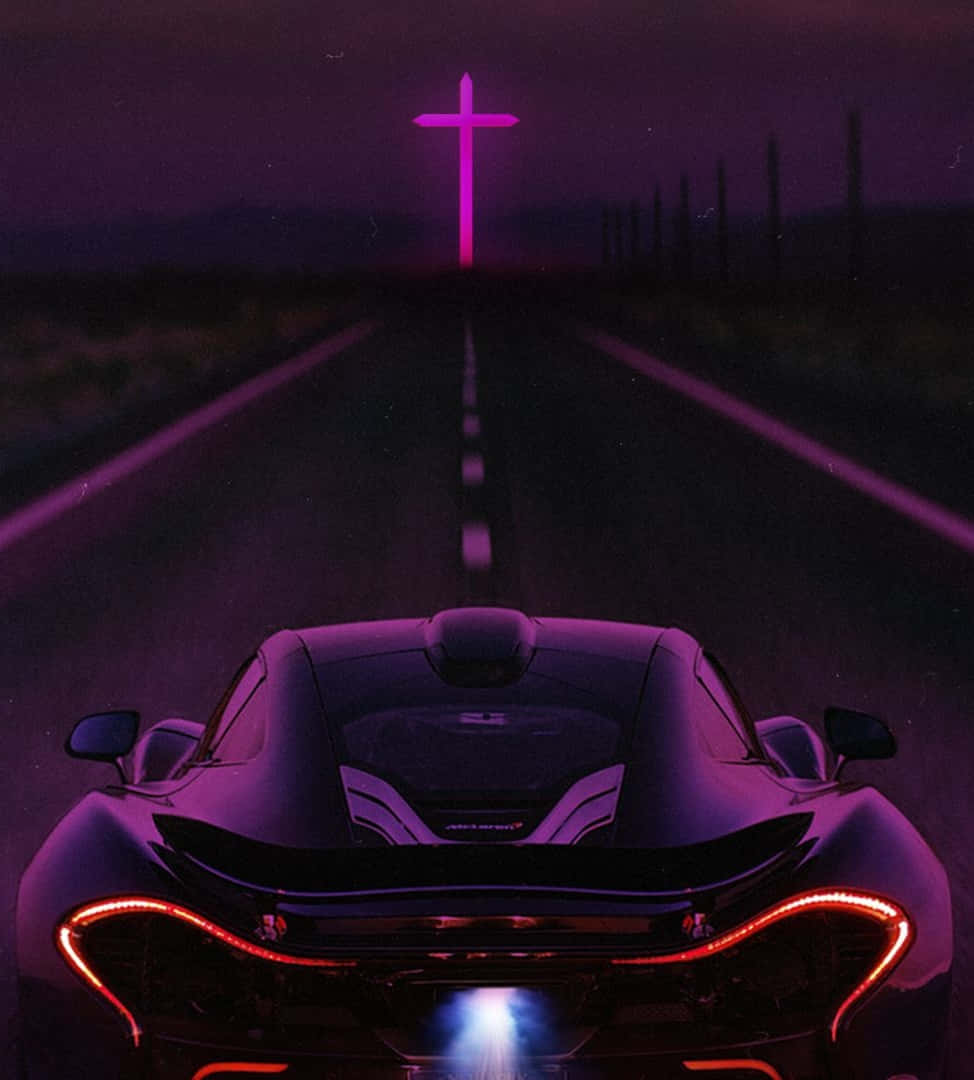 The Weeknd, iPhone, glowing pink cross, SD Phone Wallpaper