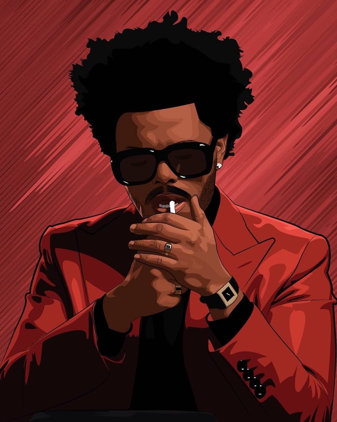 The Weeknd, red suit, sunglasses, HD Phone Wallpaper