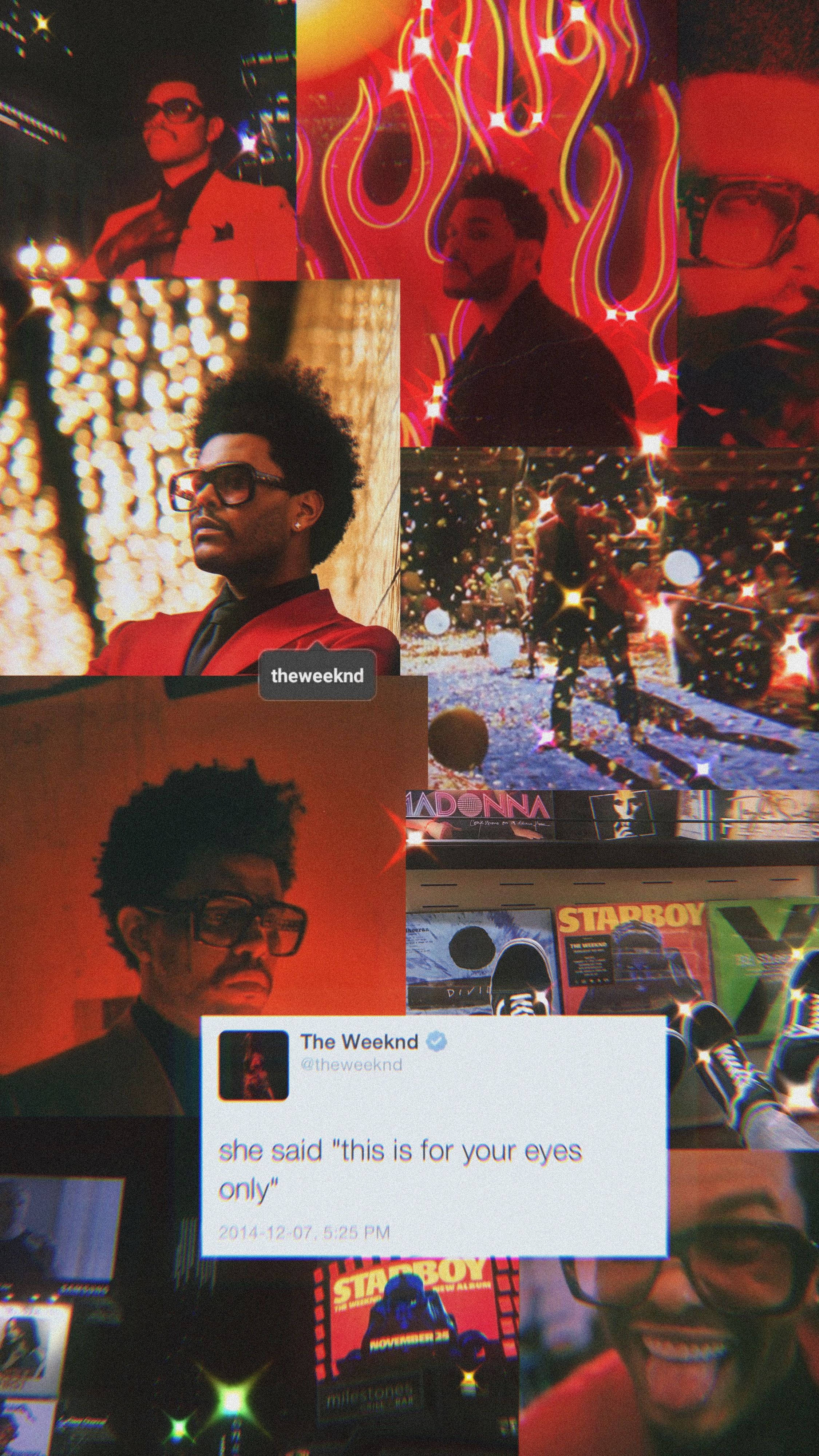 The Weeknd, red suits, neon lights, 4K Phone Wallpaper
