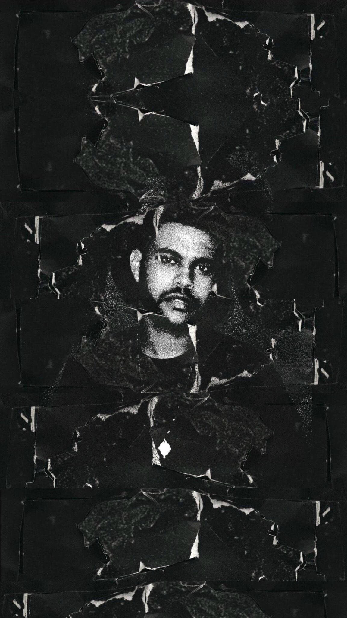 The Weeknd, ripped paper, monochrome portrait, Full HD Phone Wallpaper