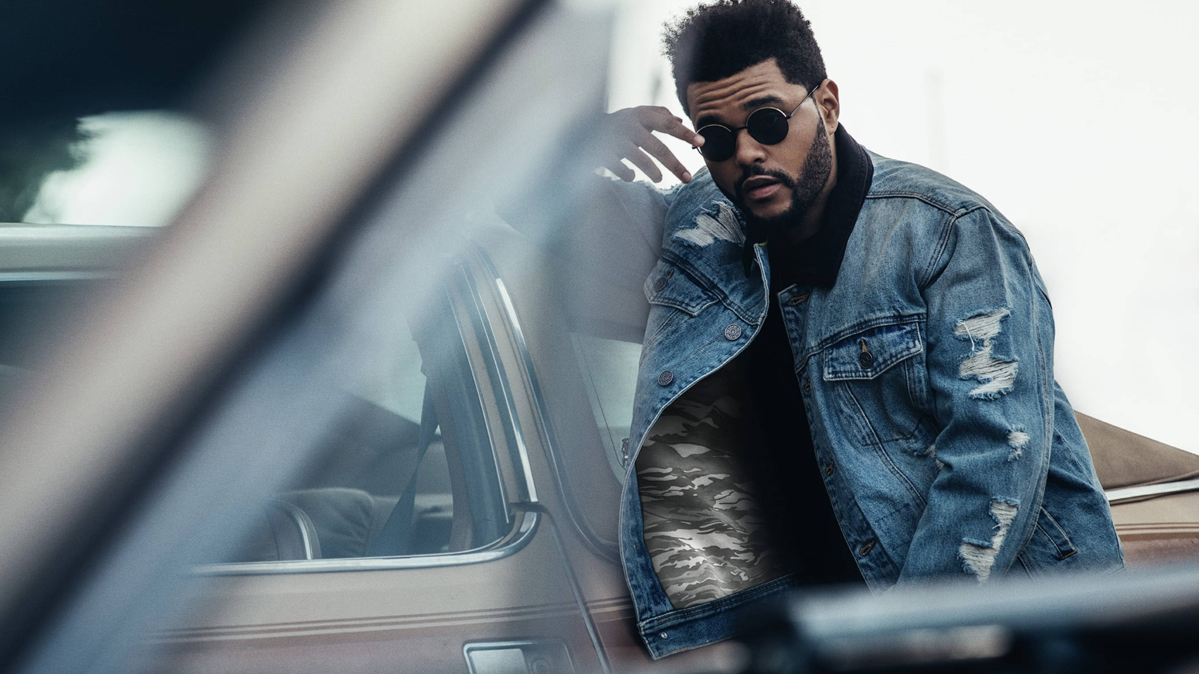 The Weeknd, denim jacket, sunglasses, 4K Desktop Wallpaper