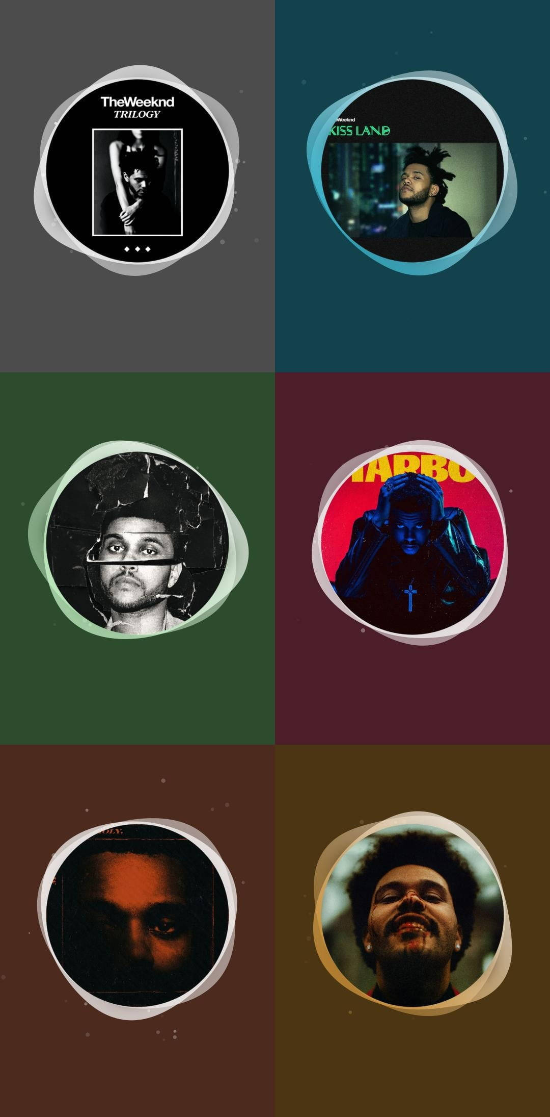 The Weeknd, album art, circular portraits, Full HD Phone Wallpaper